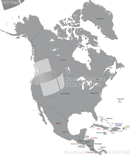 Image of Grey North America map