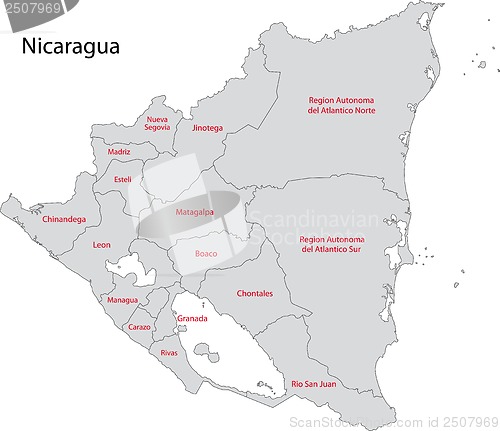 Image of Gray Nicaragua map