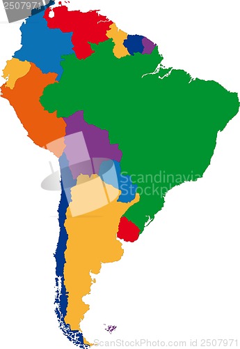 Image of Colorful South America map