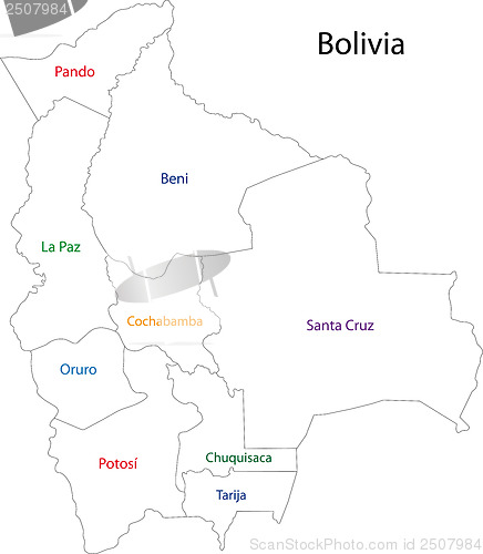 Image of Contour Bolivia map