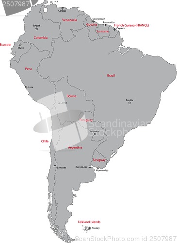 Image of Grey South America map