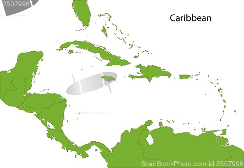 Image of Green Caribbean map