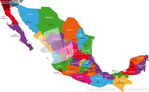 Image of Colorful Mexico map