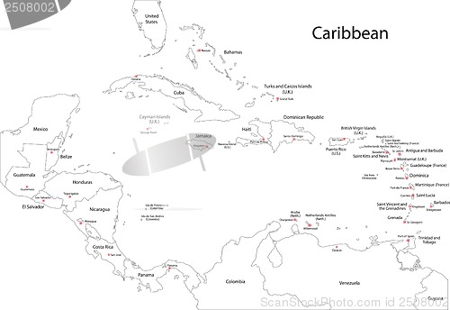 Image of Outline Caribbean map
