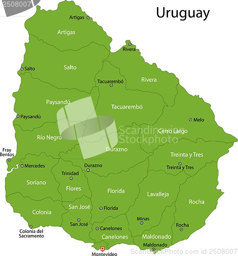Image of Green Uruguay map