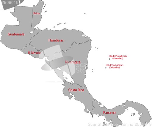 Image of Gray Central America map