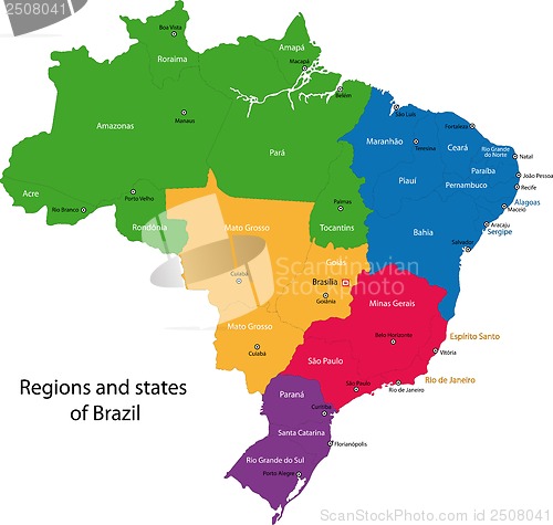 Image of Colorful Brazil map
