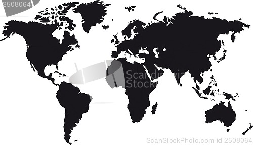 Image of Black map of world