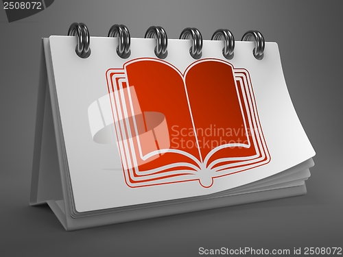 Image of Desktop Calendar with Open Book Icon.