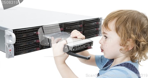 Image of cute child with network server