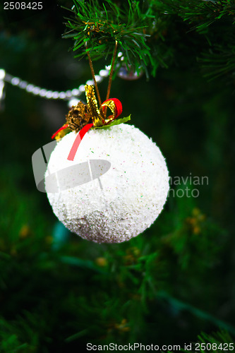 Image of decorative snow on a Christmas tree