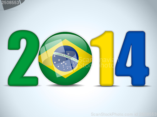 Image of Brazil 2014 Soccer with Brazilian Flag