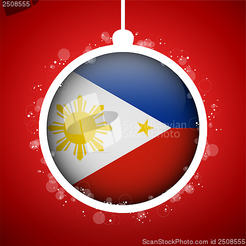 Image of Merry Christmas Red Ball with Flag Philippines