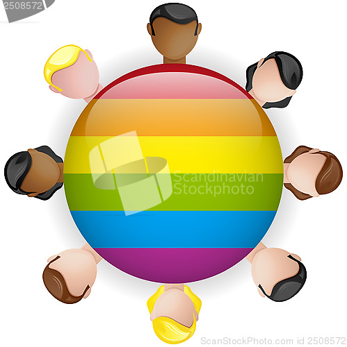 Image of Gay Flag Group Crowd Icon LGBT