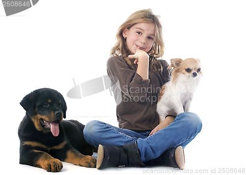 Image of child and dogs