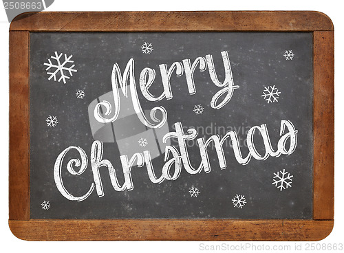 Image of Merry Christmas on blackboard