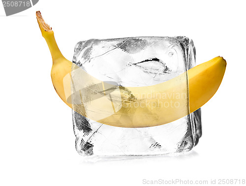 Image of banana in ice cube