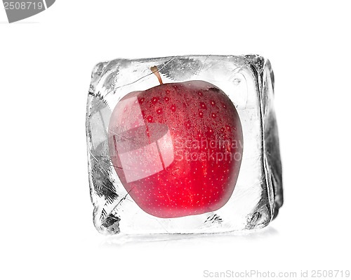 Image of apple in ice cube