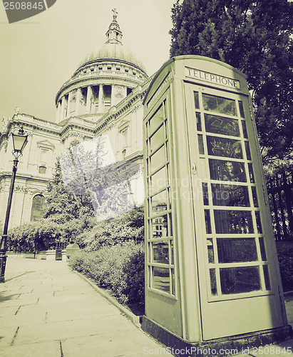 Image of Vintage sepia London telephone box