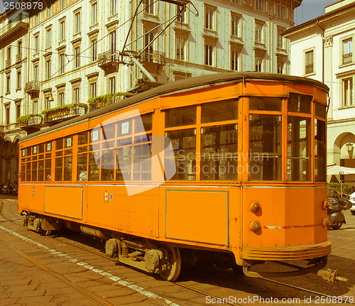 Image of Retro looking Vintage tram, Milan