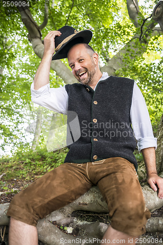 Image of Sitting traditional Bavarian man