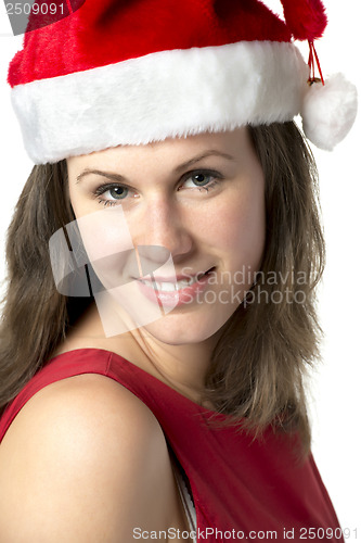 Image of Portrait Smiling Santa Woman