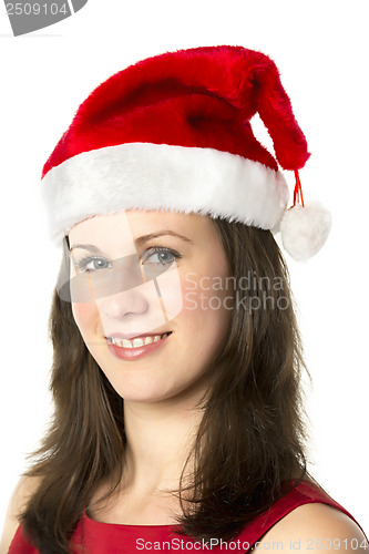 Image of Portrait Smiling Santa Woman