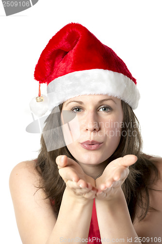 Image of Santa woman with hands at face