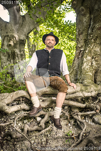 Image of Sitting traditional Bavarian man