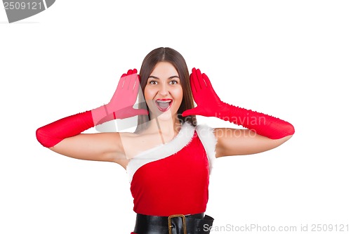 Image of Beautiful girl in santa costume