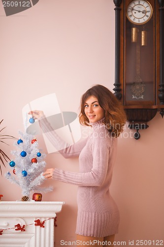 Image of Hot girl at home in Christmas time