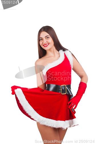 Image of Beautiful girl in santa costume