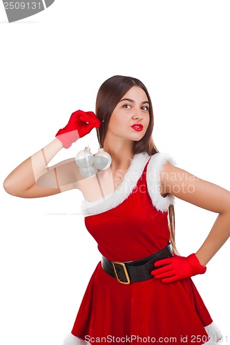 Image of Beautiful girl in santa costume