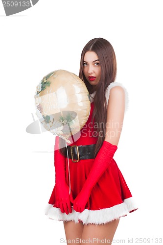 Image of Beautiful girl in santa costume
