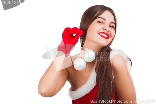 Image of Beautiful girl in santa costume