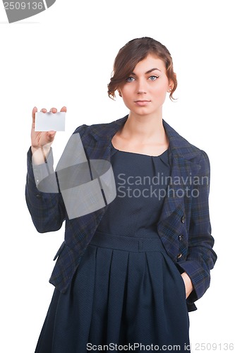 Image of Attractive woman with business card