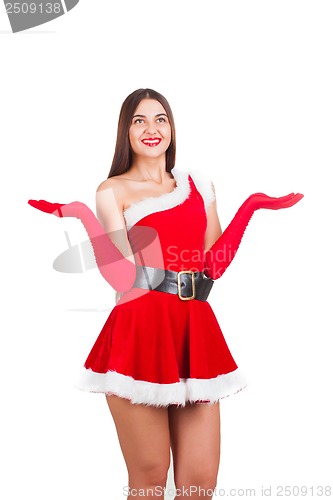 Image of Beautiful girl in santa costume
