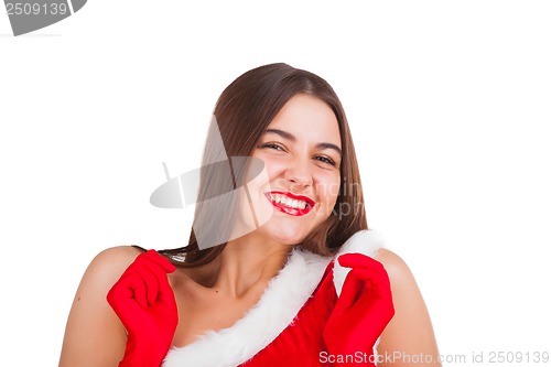 Image of Beautiful girl in santa costume