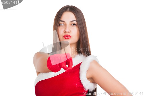 Image of Beautiful girl in santa costume