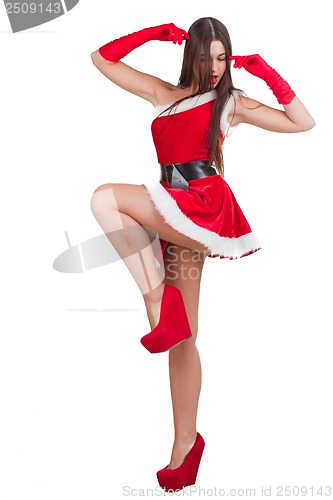 Image of Beautiful girl in santa costume