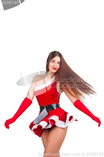 Image of Beautiful girl in santa costume
