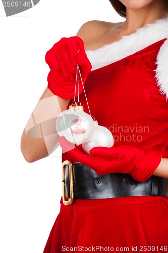 Image of Beautiful girl in santa costume
