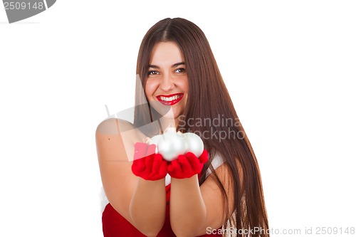Image of Beautiful girl in santa costume