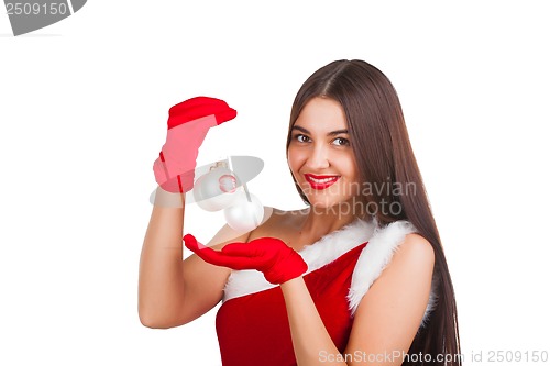 Image of Beautiful girl in santa costume
