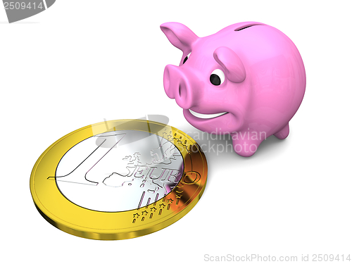 Image of Piggy bank with Euro coin