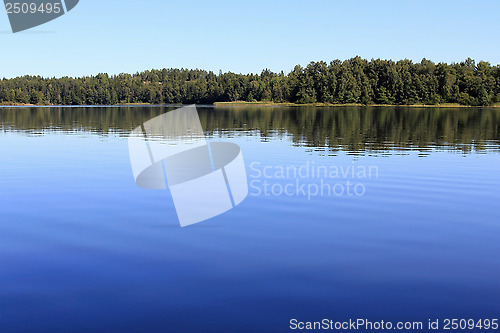 Image of Landscape of Blue Lake in Mustio, Finland