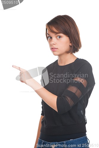 Image of Girl pointing at something