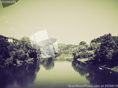 Image of Vintage sepia River Po, Turin