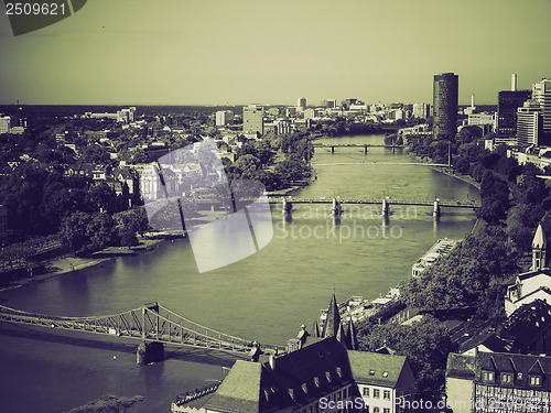 Image of Vintage sepia Aerial view of Frankfurt