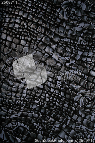 Image of Black and white fabric with flower pattern as background 